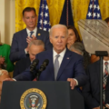 president Joe Biden at a lecturn