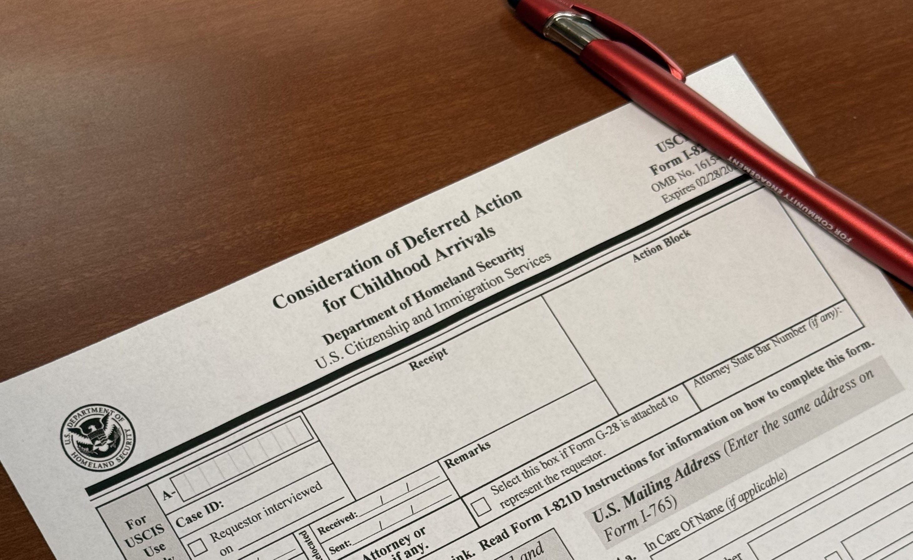 application form for Deferred Action for Childhood arrivals